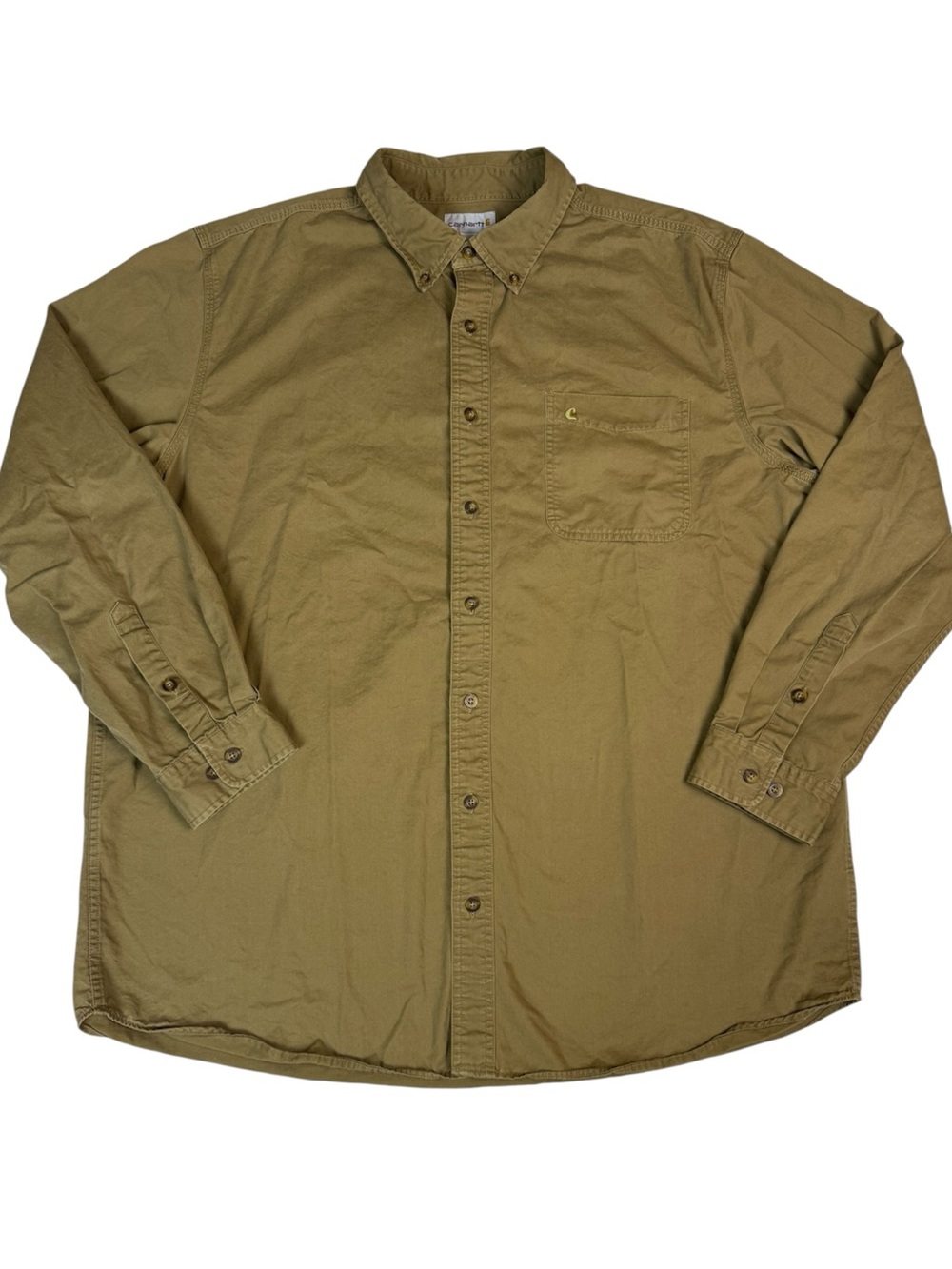 Carhartt Hines Long Sleeve Utility Work Shirt Frontier Brown 2XL Tall Cotton